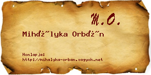 Mihályka Orbán névjegykártya